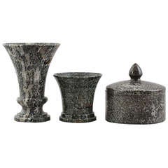 A Set of 3 Swedish Marble Items