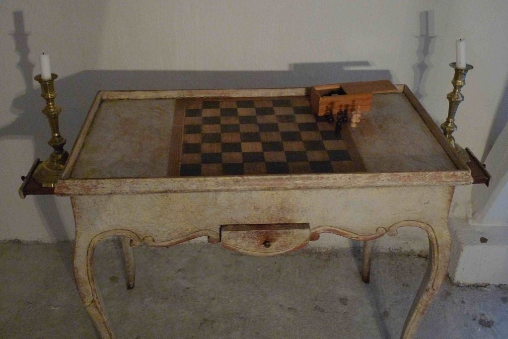 Wood Swedish Rococo Game Table with Interior