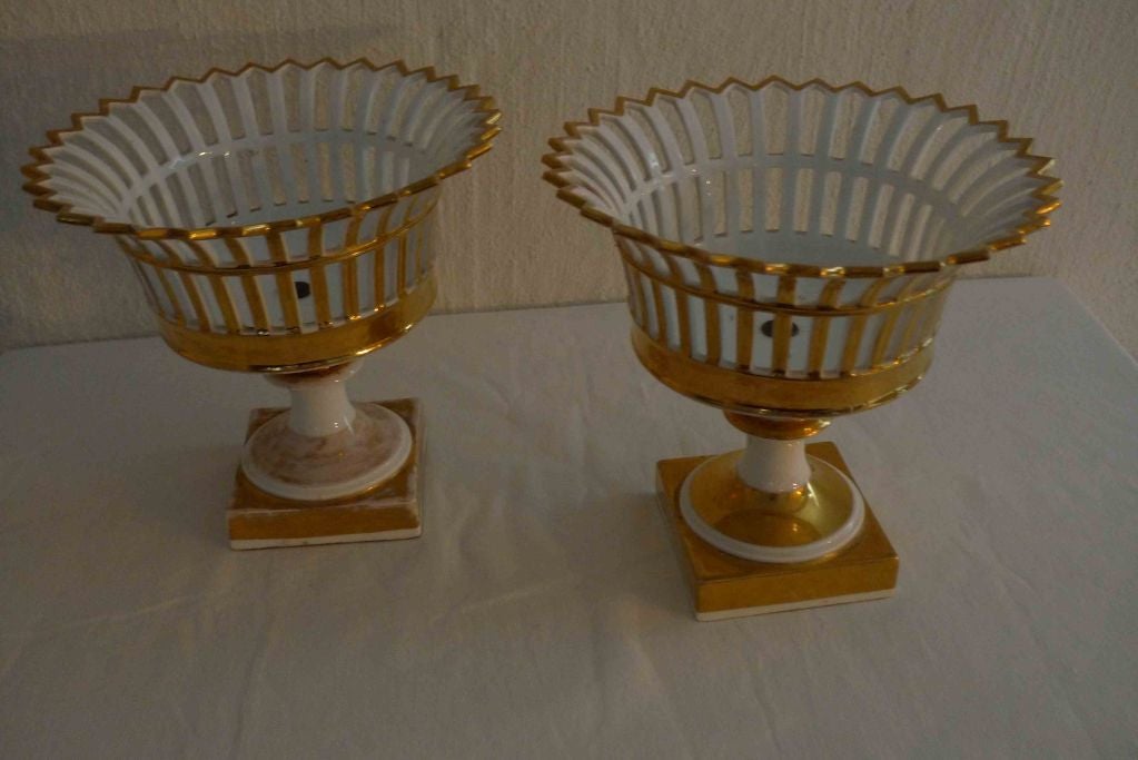 Pair of Rare French Porcelain Corbeilles