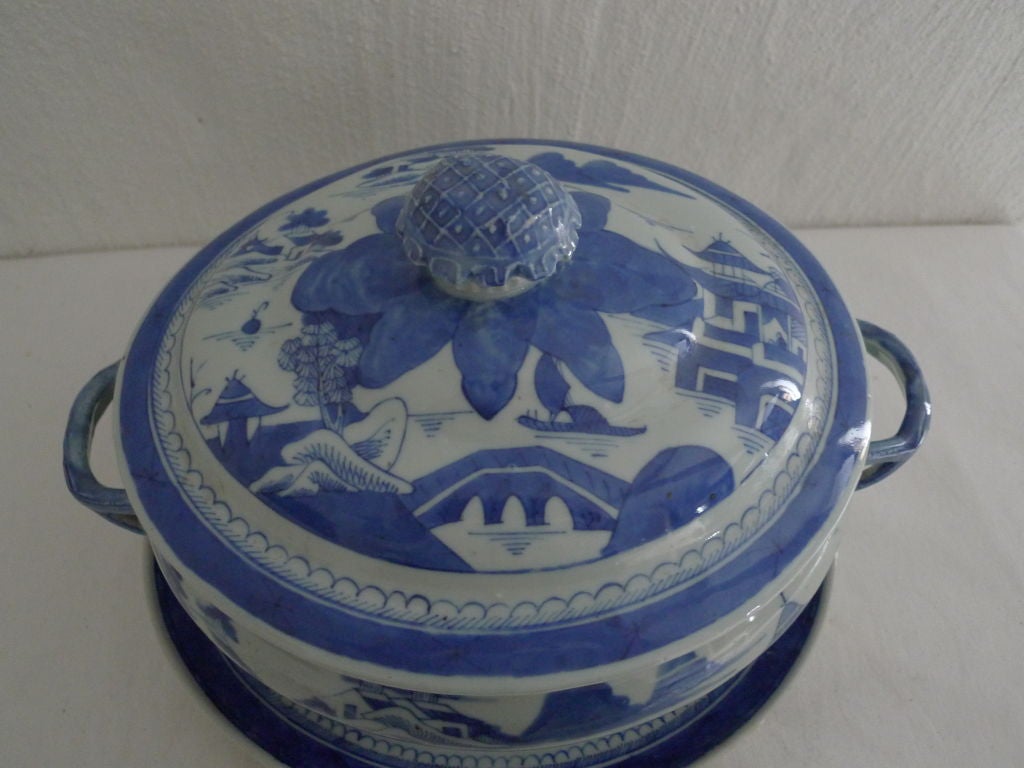 19th Century Blue and White Tureen