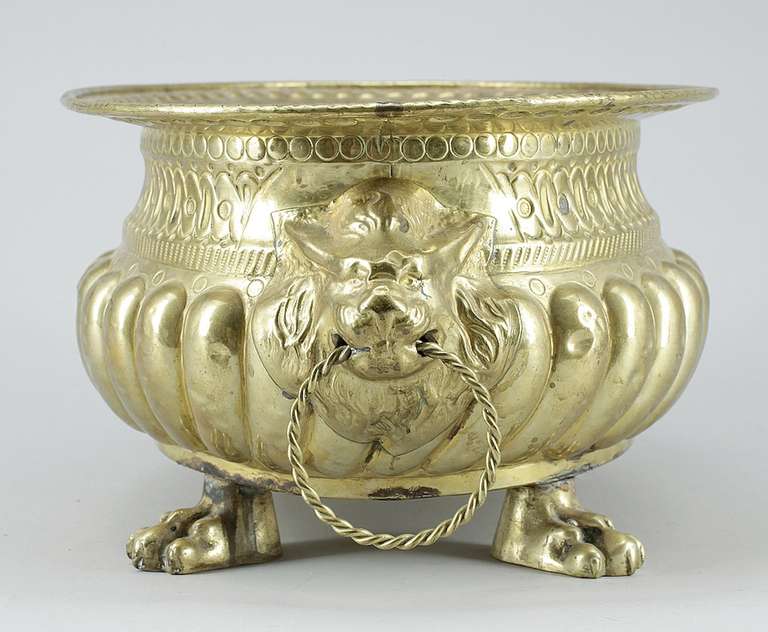 Swedish Brass Jardiniere In Good Condition For Sale In New York, NY