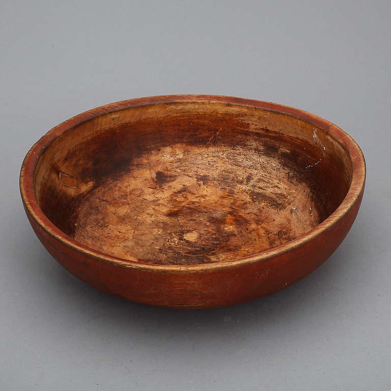 Folk Art Signed 19th Century Swedish Wooden Bowl For Sale