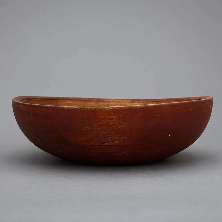 Wooden bowl in a painted pine. Made during the early 19th Century by P. Nordkvist. Beautiful condition.