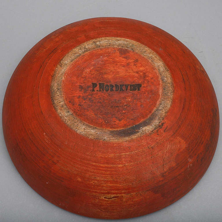Signed 19th Century Swedish Wooden Bowl In Good Condition For Sale In New York, NY
