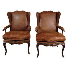 Antique Pair of Wingback Chairs Made in Sweden