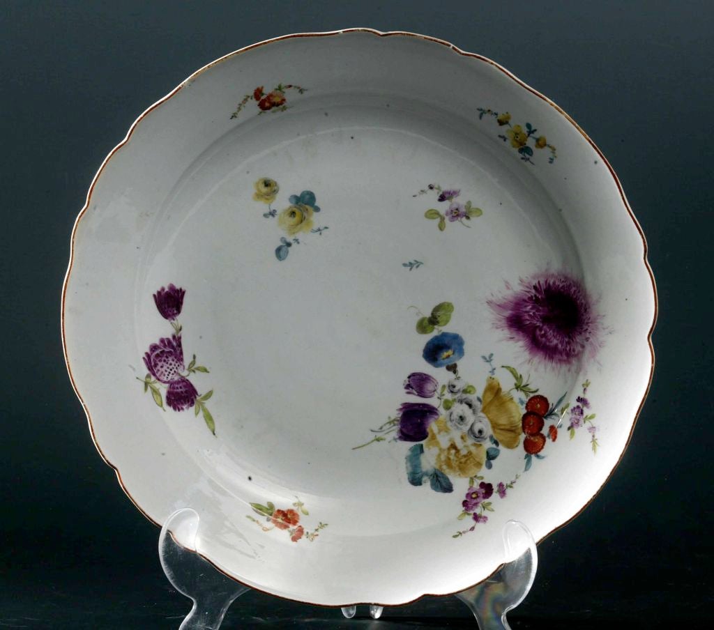 A beautiful Meissen plate with colorful 