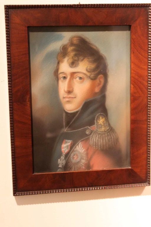 Portraits Pair Danish 19th Century, Denmark Mahogany Frame In Good Condition For Sale In New York, NY