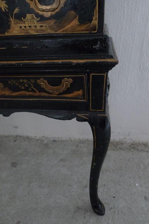 Chinese Black Lacquer Secretary In Good Condition In New York, NY