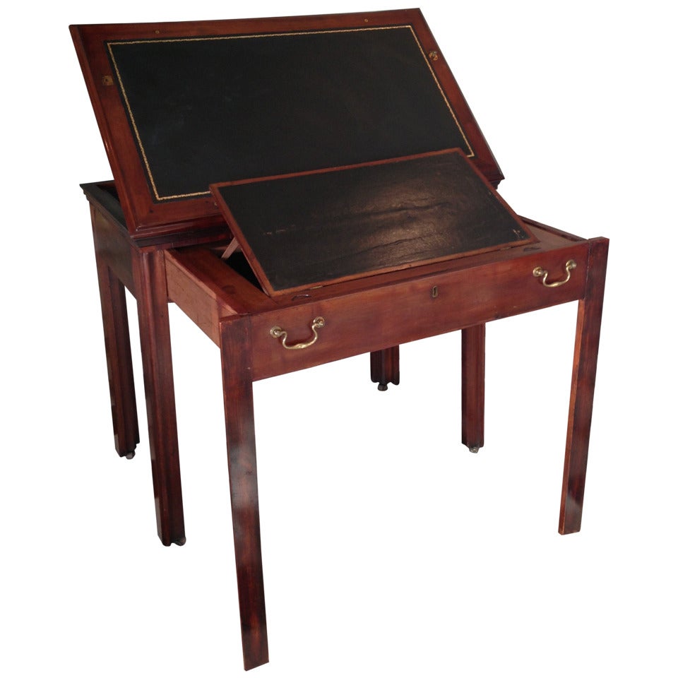 Desk English Leather Brown Mahogany 18th Century England