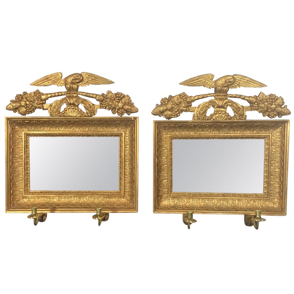Swedish Neoclassical Mirrored Wall Sconces