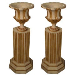 Pair of Rare Louis XVI Pedestals with Terracotta Urns