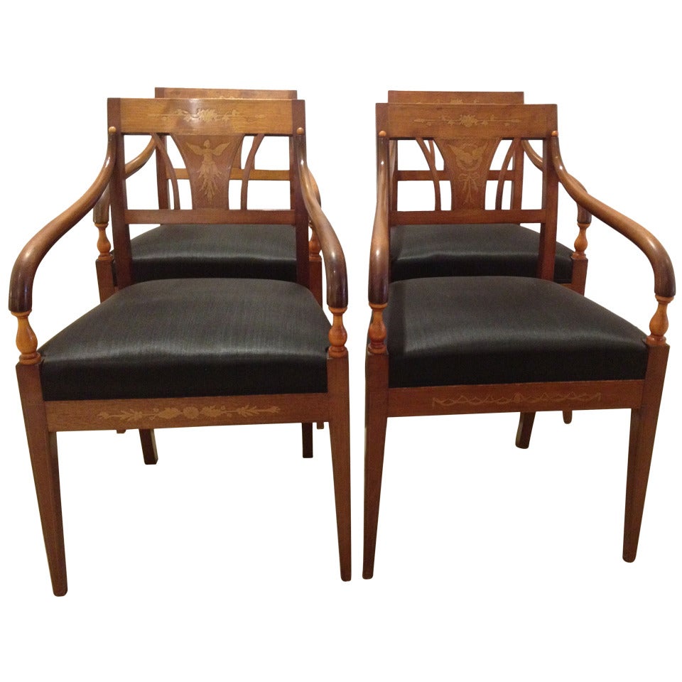 Set of 4 Danish Empire Chairs For Sale