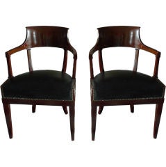 Pair of Swedish Mahogany Desk Chairs