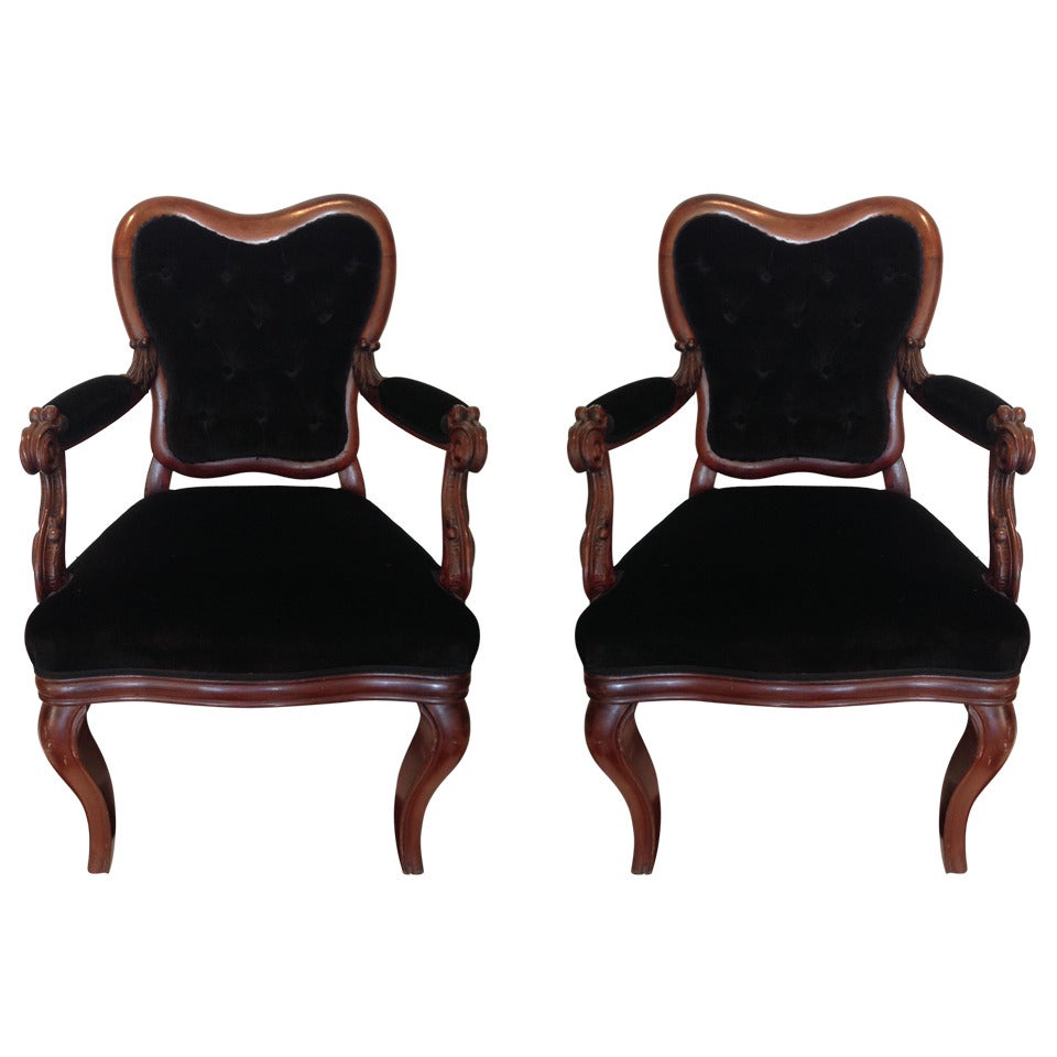 Pair of Rococo Style Arm Chairs