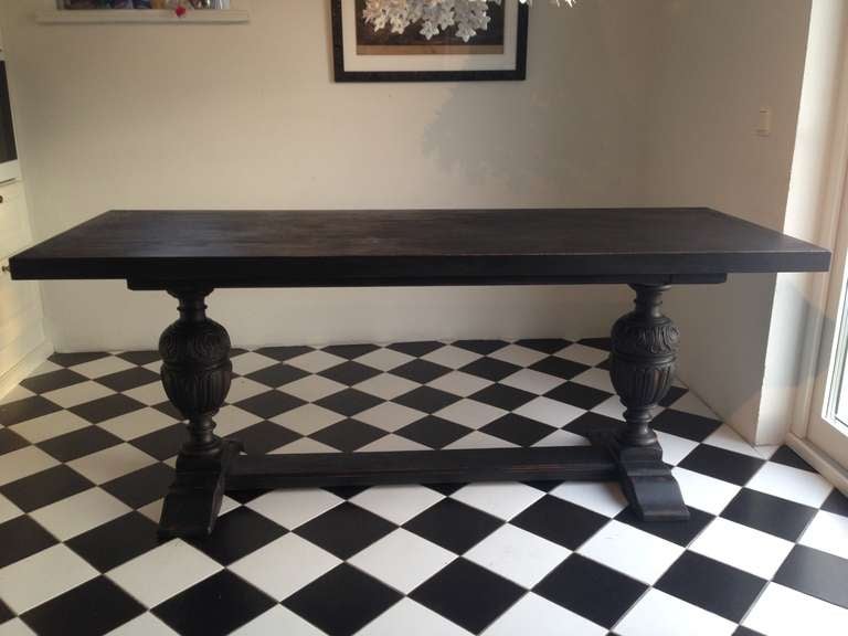 A really cool black painted Art Deco library table made in Sweden circa 1930. Could also be used as a dining table for 6.