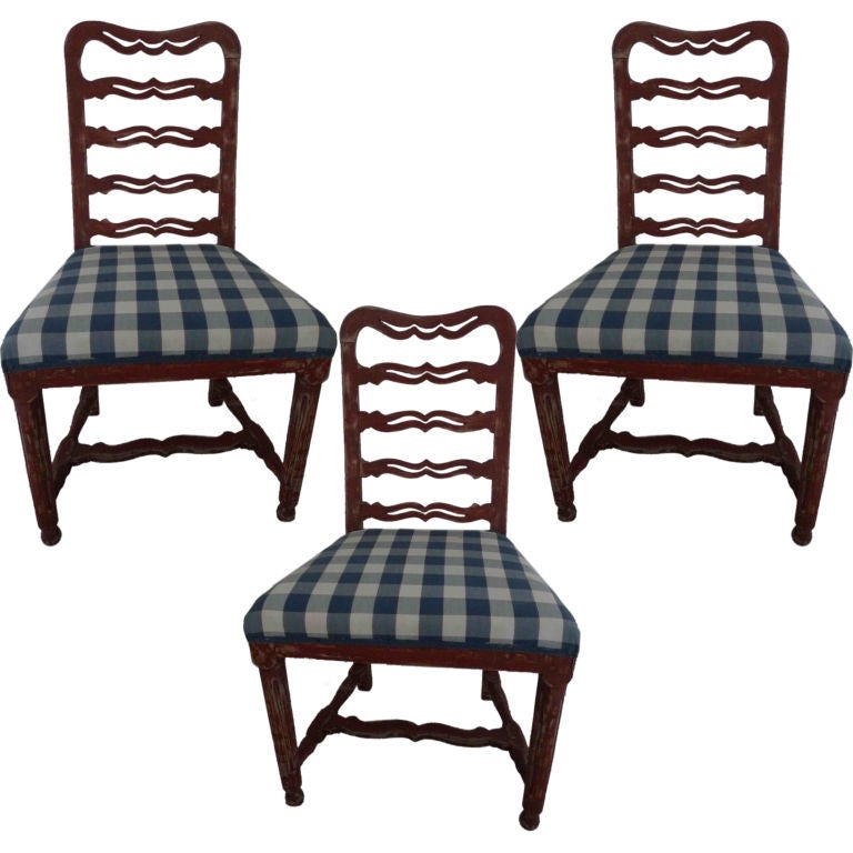 A Set of 3 Swedish Ladderback Side Chairs