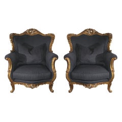 A pair of Large Italian Rococo Style gilt wood Chairs