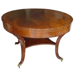 Antique English Mahogany Table On Brass Casters