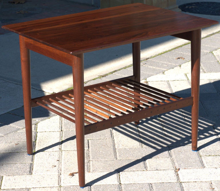 Stunning early set of end tables designed by   Kipp Stewart and Stewart MacDougal for Winchendon.  This set was part of their American Design Foundation group line of furniture which was produced both by Calvin Furniture and Winchendon.  