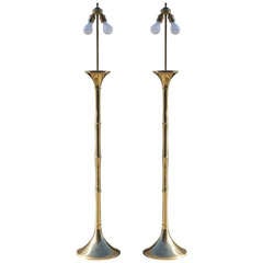 Pair of Faux Bamboo Floor Lamps by Ingo Mauer for Design M