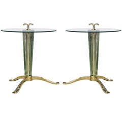Vintage Pair of Reeded Murano Glass Tables