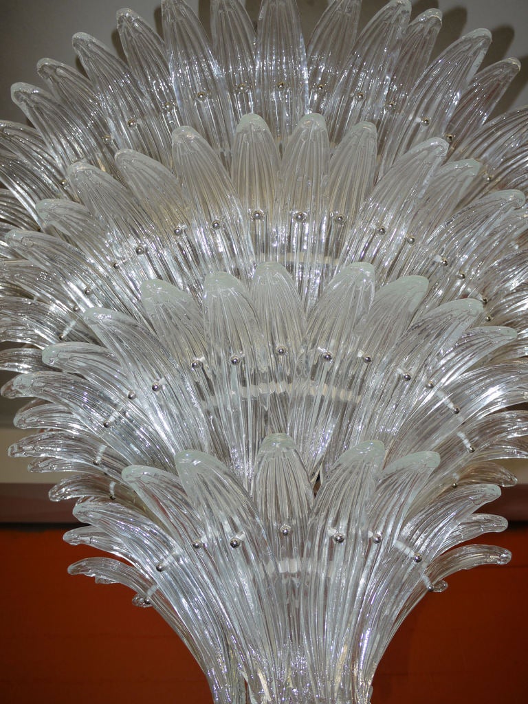 American Massive Murano Deco Revival Palm Chandelier