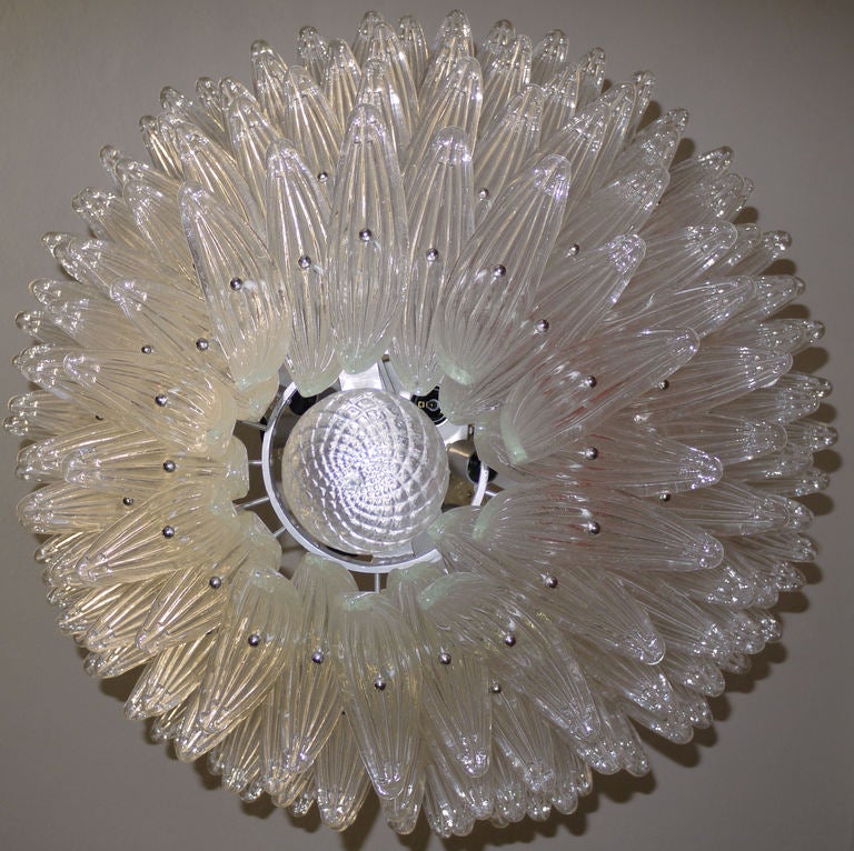 Late 20th Century Massive Murano Deco Revival Palm Chandelier