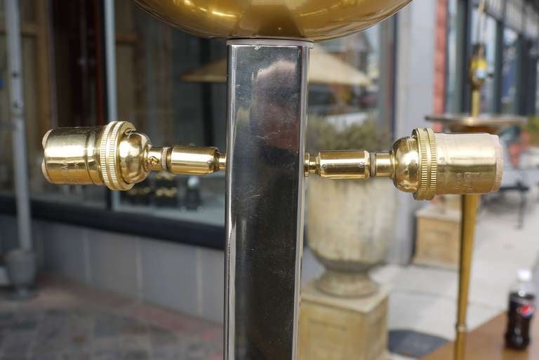 Pair of Chrome and Brass Lamps by Romeo Rega In Excellent Condition For Sale In Kilmarnock, VA