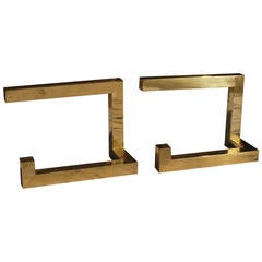 Vintage Pair of Minimalist Brass Lamps 1