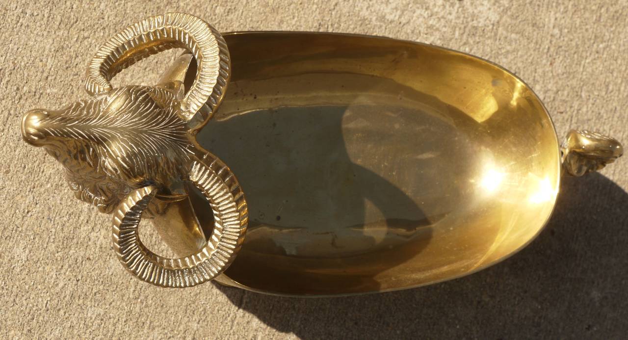 Mid-20th Century Unique Brass Oxen Bowl