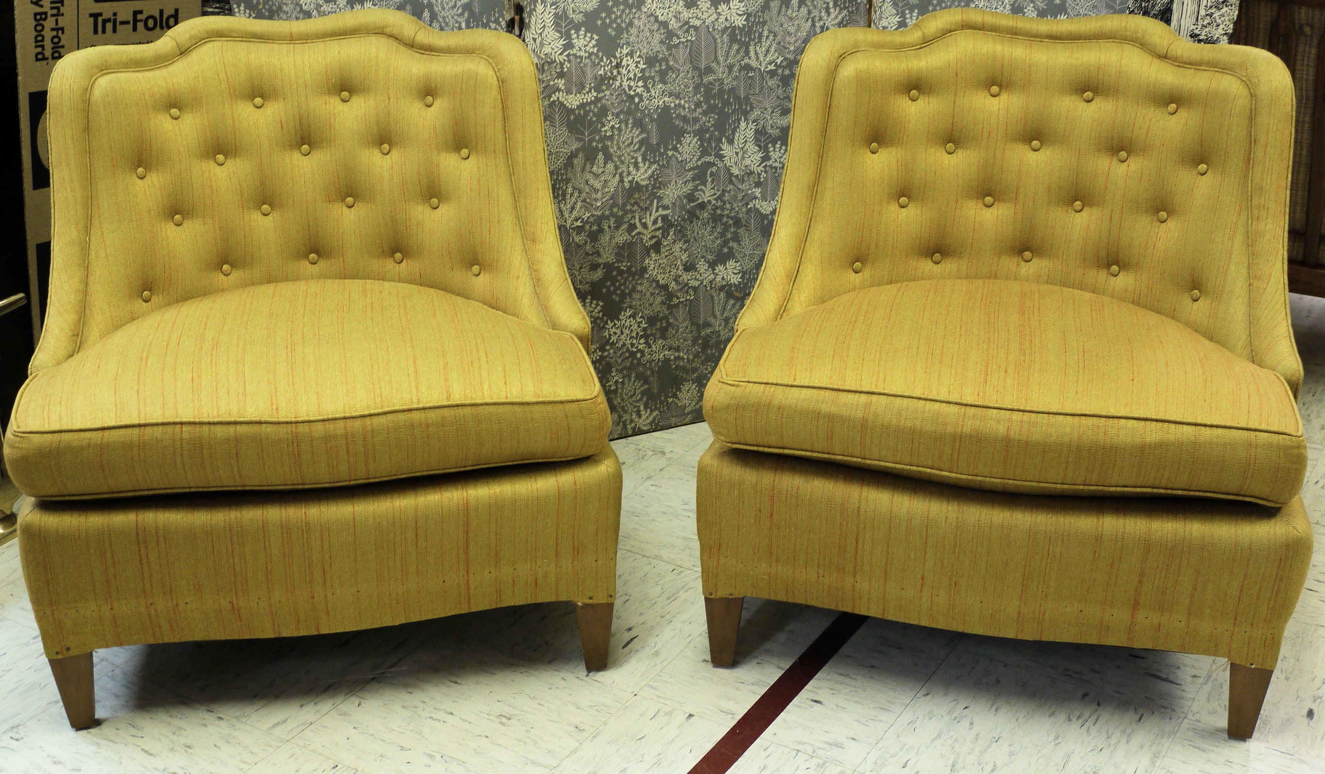 Luxurious Pair of 1940s Henredon Slipper Chairs
