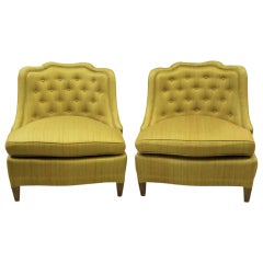 Vintage Luxurious Pair of 1940s Henredon Slipper Chairs