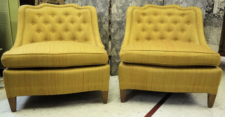 American Luxurious Pair of 1940s Henredon Slipper Chairs