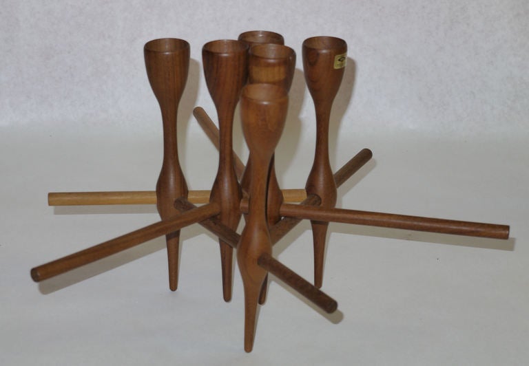 Mid-20th Century Adjustable Teak Candlestick Set by Jacob Jensen