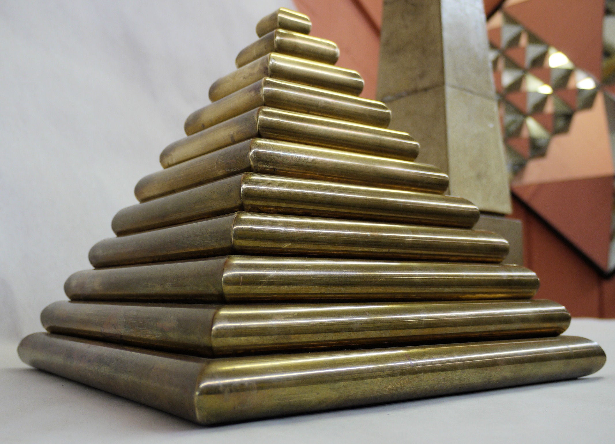 Sculptural Brass Pyramid Box