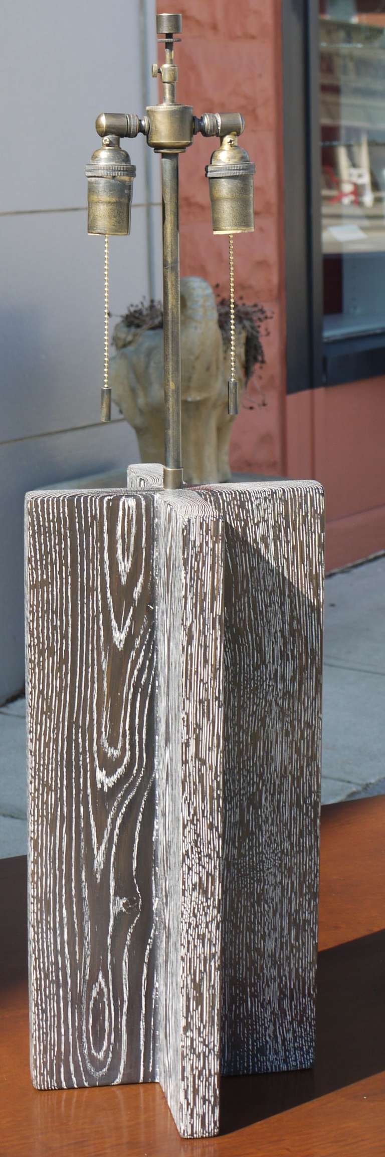 American Pair of Cerused Oak Lamps after JM Frank