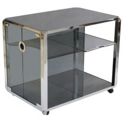 Mario Sabot Chrome and Glass Bar Cart 4