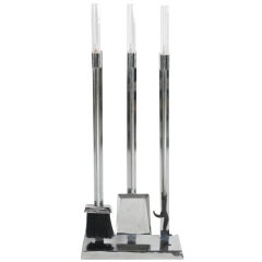 Lucite and Chrome Fireplace Tool Set 