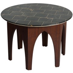 Harvey Probber Table with Portoro Marble and Brass Top