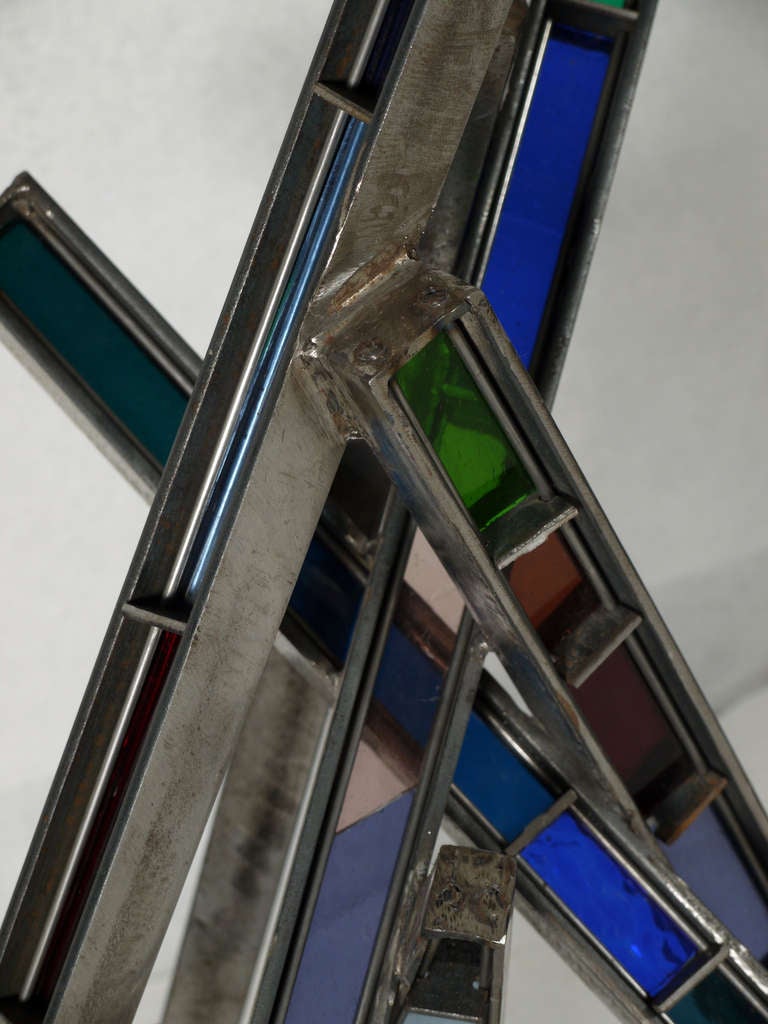Stained Glass and Steel Abstract Sculpture 3