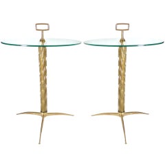 Pair of Gold Murano Glass  Tripod Tables 