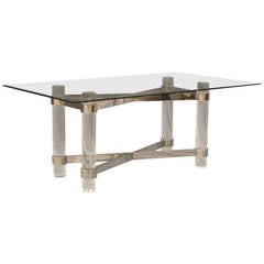 Chunky Lucite and Chrome Dining Table
