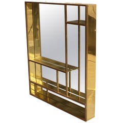 Vintage Architectural Brass Mirror or Shelf by Curtis Jere