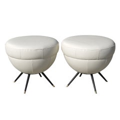 Mid Century Pair of Italian Ottomans