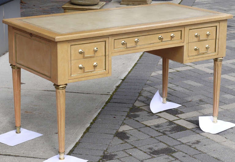 Jansen Style Desk in Crackled Peach Lacquer by Cavallo of NYC