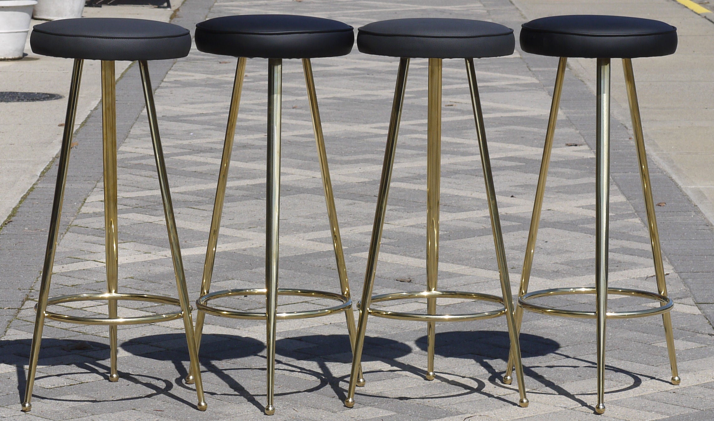 Set of Four Italian Brass Bar Stools