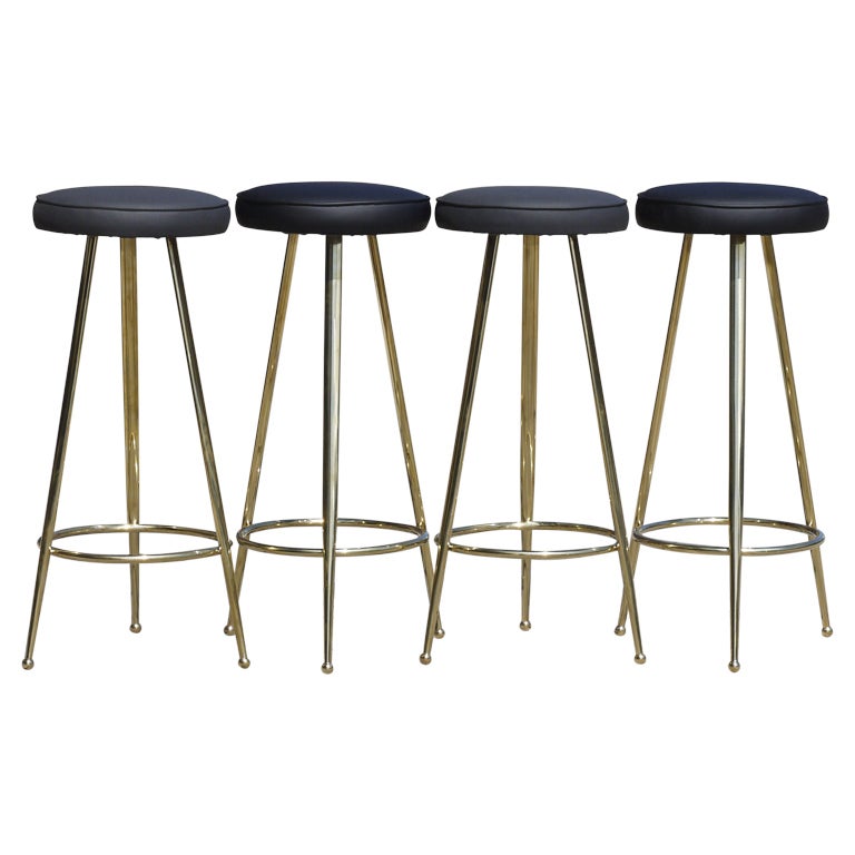 Set of Four Italian Brass Bar Stools at 1stDibs