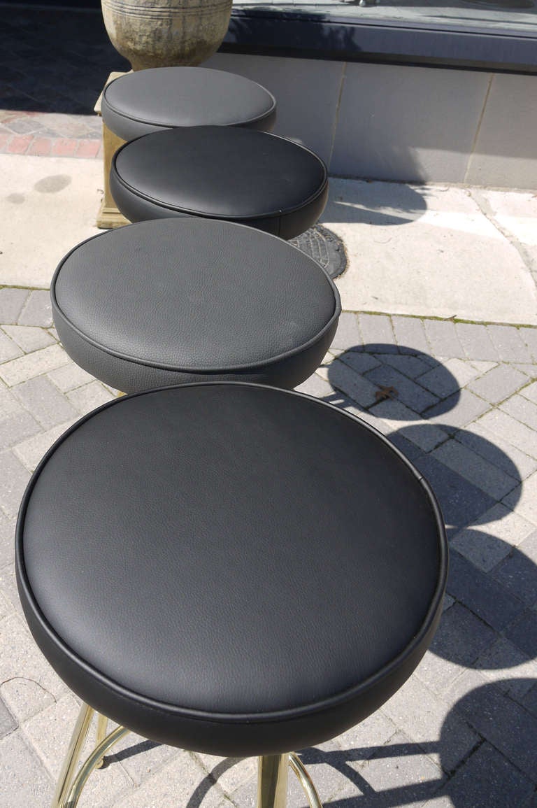 Set of Four Italian Brass Bar Stools 1