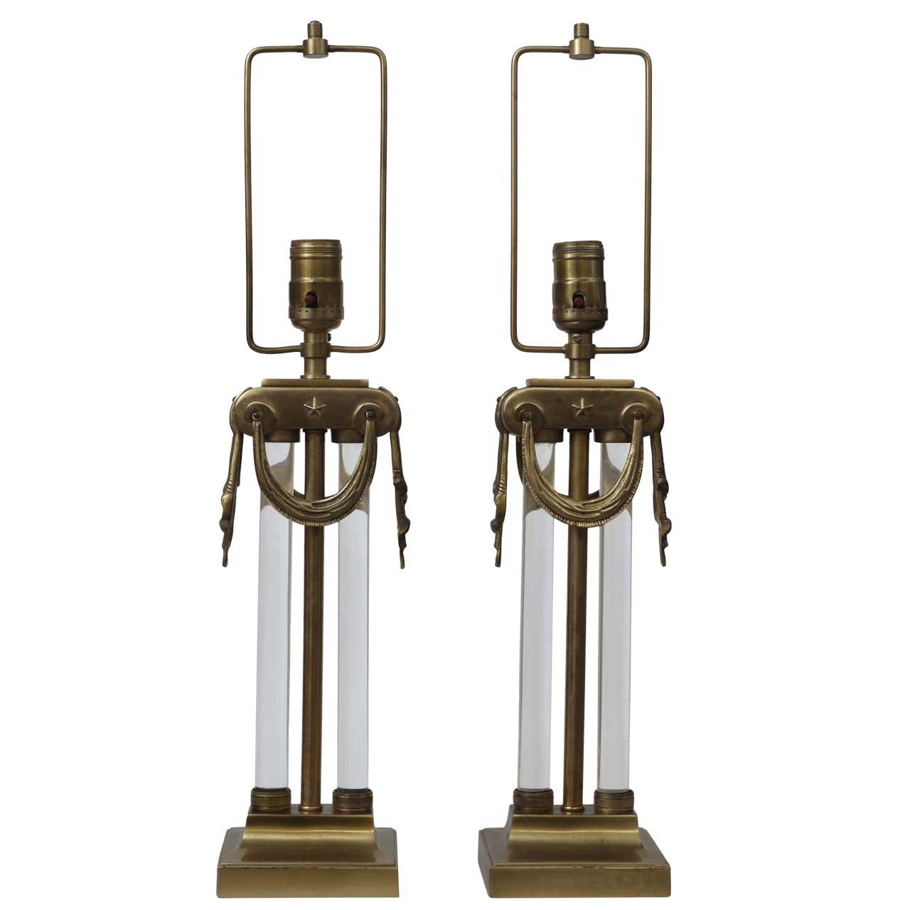 Rare Pair of Neoclassical Lamps by Mutual Sunset
