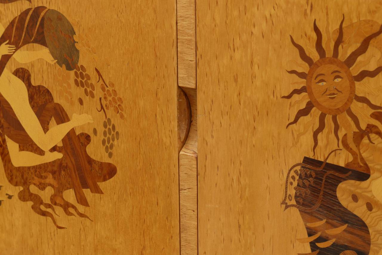 Modern Stunning Marquetry Cabinet by Andrew Szoeke